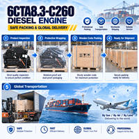 Moteur diesel SCDC Cums 6CTA8.3-C260 260HP 2200RPM 4 temps 6 cylindres refroidi par eau pour machines de construction, bulldozers