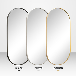 <span class=keywords><strong>Miroir</strong></span> <span class=keywords><strong>de</strong></span> <span class=keywords><strong>douche</strong></span> en forme <span class=keywords><strong>de</strong></span> pilule <span class=keywords><strong>Miroir</strong></span> <span class=keywords><strong>de</strong></span> salle <span class=keywords><strong>de</strong></span> bain encadré en or noir avec éclairage LED mural - Product Image 5