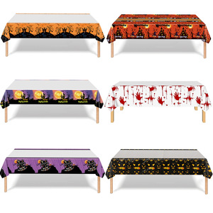 Nappe d'Halloween jetable Yunik en PE 60x90 pouces pour décoration de fête sur le thème de la maison hantée ou de la salle d'évasion - Product Image 1