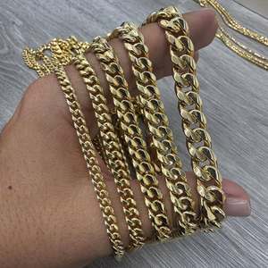 Kalung berisi emas 14K choker tebal khusus rantai Tautan Kuba Hip Hop Miami tahan air untuk pria Cadena Cubana - Product Image 3