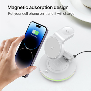 Support de téléphone portable pliable 15W portable avec lumière colorée, <span class=keywords><strong>chargeur</strong></span> sans fil magnétique 3-en-1 pour iPhone 15 17 <span class=keywords><strong>Pro</strong></span> Max, <span class=keywords><strong>AirPods</strong></span> et Apple Watch - Product Image 6