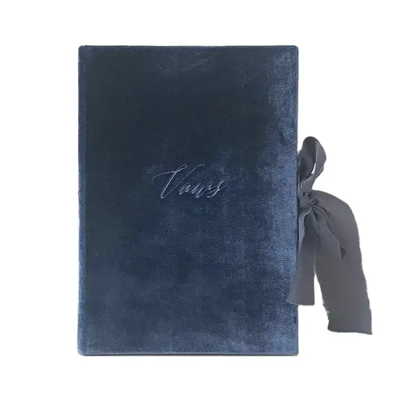 Taccuino personalizzato in velluto Guest Book decorato con sciarpa di seta Notebook A5 evento regalo personalizzato stampato Logo personalizzabile