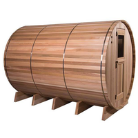 Sauna en baril de cèdre rouge traditionnel pratique 6-8 personnes grand espace extérieur vapeur sèche sona hammam avec porche