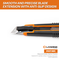 Couteau utilitaire de sécurité robuste avec lame à ressort de 18 mm 60 #   Lame en acier au carbone avec poignée ABS TPR pour la construction industrielle et le bricolage