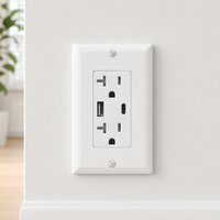 Stopkontak USB BAREP NEMA 5-20R CULus 125V dengan Tipe-A dan Tipe-C 4.8A TR T-Slot untuk Kabel Komersial dan Hunian