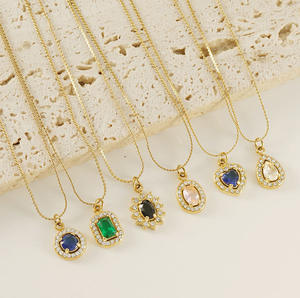 Collana in acciaio inossidabile placcato oro 18 carati all'ingrosso collana con zirconi a cuore collana con ciondolo a goccia di diamanti per le donne - Product Image 1