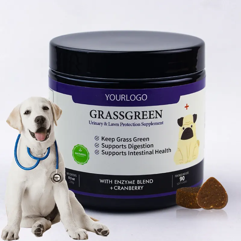 Suplemento de salud para mascotas, suplemento de digestión para perros, hierbas verdes, urinario y riñón, venta al por mayor