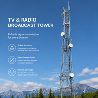 Tour de communication professionnelle en treillis d'acier galvanisé à chaud à haute stabilité pour la diffusion de télévision et de radio