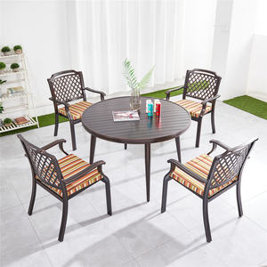 Venta al por mayor de aluminio fundido dia.<span class=keywords><strong>120</strong></span> <span class=keywords><strong>cm</strong></span> mesa redonda y sillas para comedor Cafetería Restaurante muebles de jardín al aire libre - Product Image 4