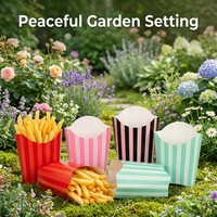 Gobelets à frites élégants rayés en papier, contenants jetables pour snacks, pour emballages de plats à emporter durables pour hôtels