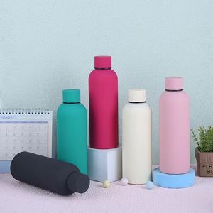 Bouteilles d'eau en acier inoxydable 304 de haute qualité et bon marché, 500 ml, 750 ml, en caoutchouc lisse, avec logo personnalisé, thermos, flacons avec poignée, en vrac - Product Image 4