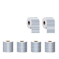Rollo de Etiquetas Adhesivas Plateadas Mate de PET, Impresión Personalizada de Códigos de Barras, Diseño PDF/AI/PSD, Impresora de Etiquetas Adhesivas