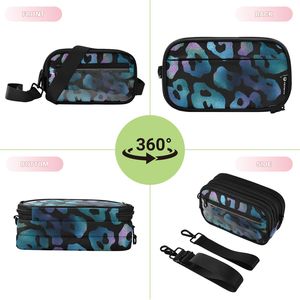 Custom Blue Leopard Floral PVC <b>Clear</b> Crossbody <b>Bags</b> Portable 3 in 1 Lightweight Polyester Zipper Closure Shoulder Sling <b>Bag</b> - Product Image 5