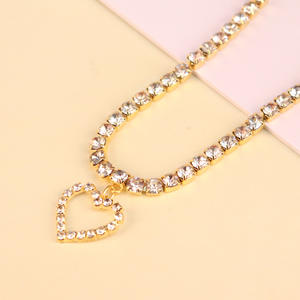 Tobillera con colgante de corazón y cristal chapado en oro de 18k para mujer, pulsera de tobillo con diamantes de imitación para tenis, joyería para pies - Product Image 5