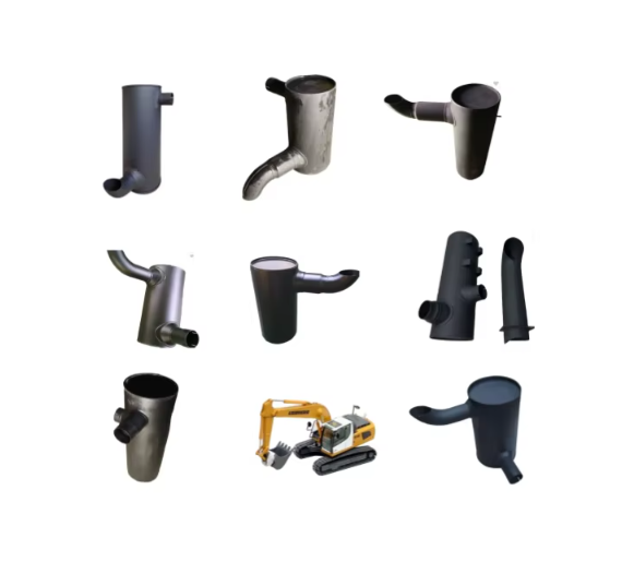 High-Performance New Stainless Excavator Exhaust Pipe & Muffler Silencer for Kobelco Mitsubishi -Durable Machinery Parts