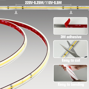 Nueva <span class=keywords><strong>Tira</strong></span> de Luz <span class=keywords><strong>LED</strong></span> <span class=keywords><strong>COB</strong></span> Cortable sin Controlador, 110V <span class=keywords><strong>220V</strong></span>, Luz Blanca Cálida, Flexible - Product Image 3