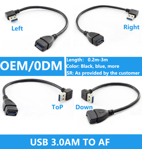 Atacado 0.3M 0.5M 1M 90 Graus Masculino para Feminino Extender <span class=keywords><strong>Cord</strong></span> 5Gbps Transferência de Dados <span class=keywords><strong>USB</strong></span> AM/AF <span class=keywords><strong>USB</strong></span> 3.0 Cabo de Extensão - Product Image 2