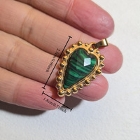 Liontin Batu Alam Vintage Bentuk Hati Bersegi Baja Tahan Karat Lapis Emas 18k Aksesoris Kalung Rantai Bambu Buatan Tangan DIY