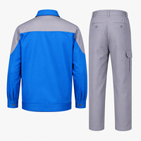 Ensemble de vêtements de travail industriels bicolores sur mesure OEM, veste et pantalon cargo avec couleurs et logo personnalisés, durable pour les équipes d'usine/de entrepôt