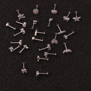 Nouveau style de piercing labret plat en zircone cubique, bijoux d'oreille en cristal CZ pour tragus, cartilage, hélix, rook, vente en gros - Product Image 6