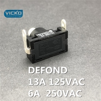 Interrupteur d'alimentation électrique à verrouillage automatique, DEFOND 13A, 125v ac, 6a, 250v ac, 2 broches, 2 pieds