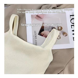 Fil sans couture gilet délicat doux camiseta sin mangas une pièce coupe fixe croptop beauté dos fronde soutien-gorge <span class=keywords><strong>tube</strong></span> haut avec coussinet de soutien-gorge - Product Image 4