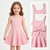 Robe d'été pour enfants KR avec nœud au dos, couleur unie, coupe trapèze, idéale pour le quotidien et les événements