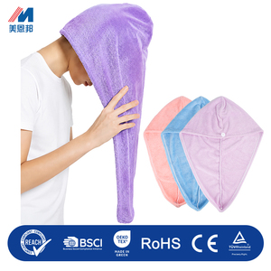 <span class=keywords><strong>Serviette</strong></span> de visage en microfibre à séchage rapide avec bouton de boucle, turban pour cheveux de spa, chapeau de séchage, couleur unie, technique de tissage - Product Image 1
