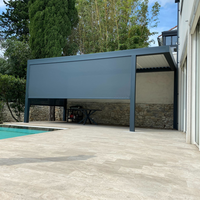 Pergola contemporaine en aluminium, écologique, autoportante, résistante au vent et à la pluie, alimentée électriquement, design personnalisé intelligent