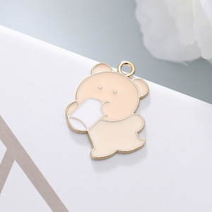 Pendentif ours mignon en alliage, breloque du zodiaque en forme d'animal de dessin animé, pour la fabrication de bijoux, cadeau, 2.4x0.1x2.9cm, alliage de zinc - Product Image 2