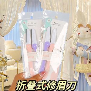 Rasoir à sourcils pliable 2131, lot de 2 lames tranchantes portables pour débutants, matériau plastique, pointe inclinée - Product Image 5