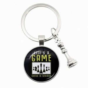 Porte-clés d'échecs, échiquier, pièce d'échecs, pendentif en verre, porte-clés de voiture en métal de haute qualité, cadeau pour les amateurs d'échecs - Product Image 4