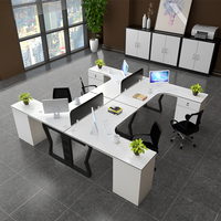 Poste de travail modulaire en L pour employés, avec chaise de bureau, en PVC et métal, convertible et modulable
