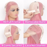 Peluca Bob Rosa de Cabello Humano, Pelucas Frontales de Encaje 13x4 de Cabello Humano, Pelucas Bob Cortas de Cabello Humano Remy Brasileño Pre-Arrancadas de 10-16 Pulgadas