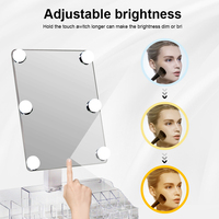 Beauté Portable Light up Ampoule Cosmétique Filles Vanité Maquillage Organisateur Boîte De Rangement Avec Miroir Led