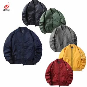 Wholesale quality winter men's plus-sizes bomber jackets for men polyester solid color zipper college jackets