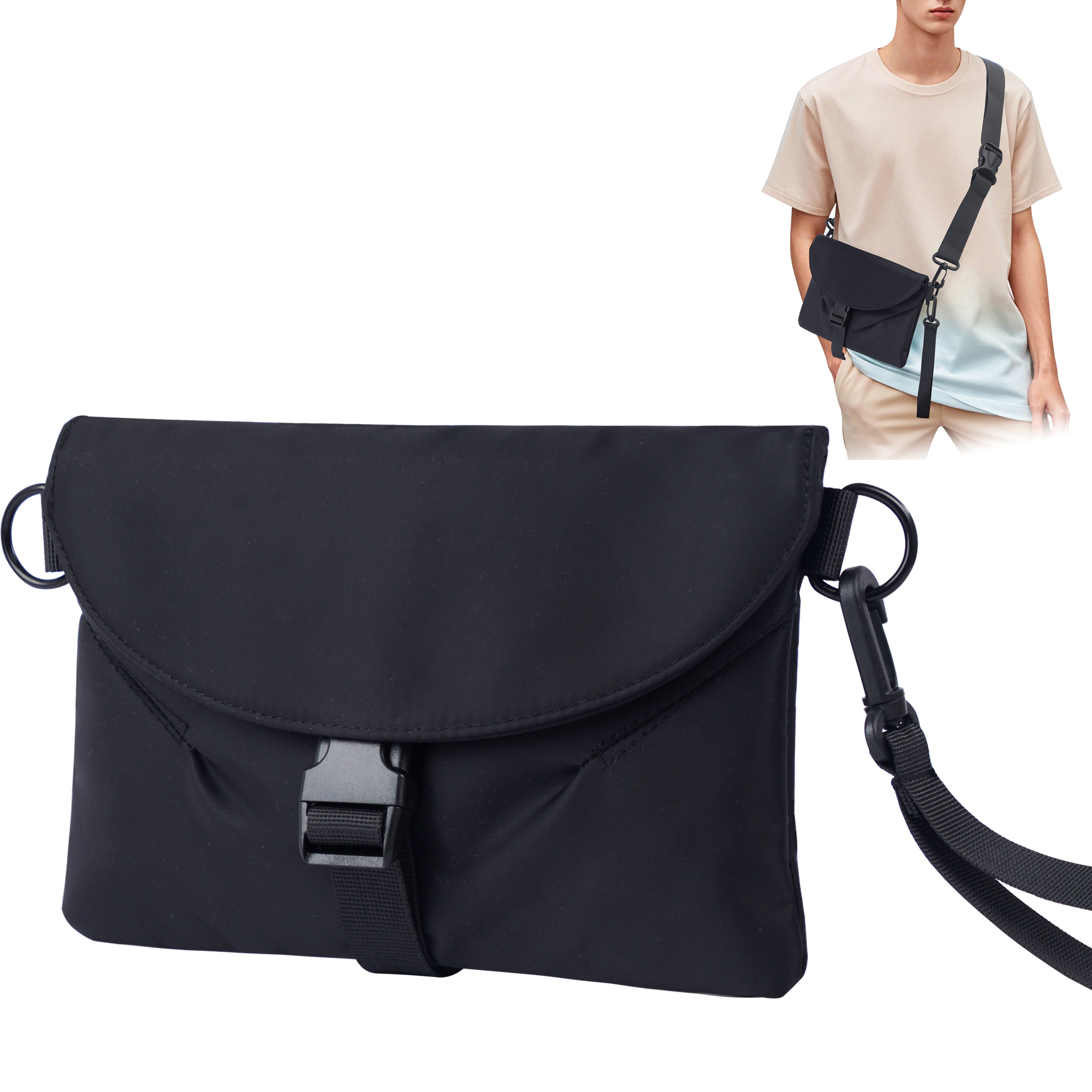 Small Waterproof PU Shoulder Crossbody Bag for Men Women