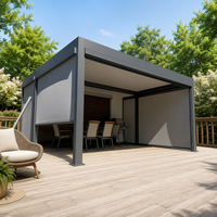 Pergola Bioclimatique Motorisée à Lames Orientables en Alliage d'Aluminium - Imperméable, Résistante au Vent, Thermolaquée, Facile à Assembler, Style Naturel Chinois