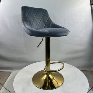 Modern <b>Bar</b> <b>Stools</b> Grey Black Velvet <b>Swivel</b> Counter Height <b>Bar</b> <b>Stool</b> Adjustable <b>Bar</b> Chairs Set with Mid Back and Gold Footrest - Product Image 4