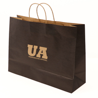 Sacs en papier kraft brun personnalisés à prix abordables pour l'emballage de vêtements avec impression noire