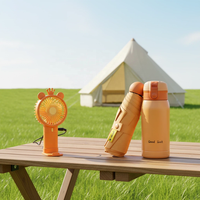 Ensemble cadeau d'été 3 en 1 Lunaire avec logo personnalisé, ventilateur, parapluie, bouteille avec boîte cadeau de luxe, parfaits pour les cadeaux de mariage pour les invités
