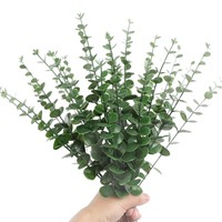 Daun Eucalyptus Tunggal Grosir Hiasan Daun Uang Dekorasi Pernikahan Tanaman Hijau Buatan Bunga Palsu Plastik