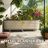 Jardinière roulante en métal galvanisé personnalisé Lit de jardin surélevé à arrosage automatique Maison Patio extérieur Plantation d'herbes et de légumes et de fleurs