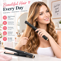 Mini lisseur et boucleur pour cheveux courts et barbe, fer à lisser portable avec température réglable, double tension