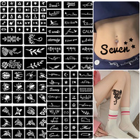Pochoir de tatouage semi-permanent petit format, motif Haina dessiné à la main, style indien, autocollant pour la création d'art corporel