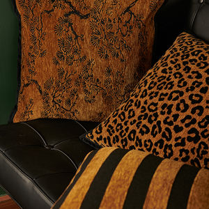 1PC <span class=keywords><strong>Housse</strong></span> <span class=keywords><strong>de</strong></span> coussin <span class=keywords><strong>de</strong></span> canapé moderne en velours tissé, broderie léopard/à rayures/branche <span class=keywords><strong>de</strong></span> pin, luxe pour la maison et l'hôtel - Product Image 4