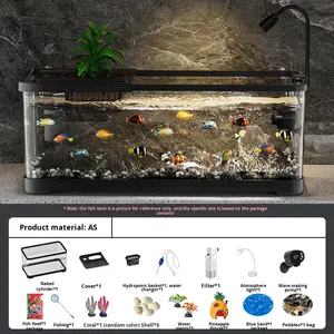 Akrilik Dikdörtgen Ev Tipi Masaüstü Akvaryum, Oturma Odası Peyzajı için Çevre Dostu Susuz Akış Oksijen Üreten - Product Image 6