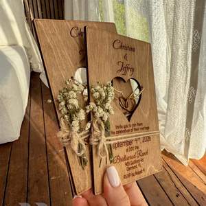 Laser Engraved Wooden <b>Invitations</b> Custom Diy <b>Wedding</b> Cards <b>Envelopes</b> Love Theme Bridal Shower Gift - Product Image 3