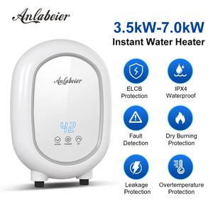 Mini Calentador de Agua Eléctrico Instantáneo sin Tanque, 5.5kW, 220V, Pantalla Táctil LED Inteligente, Temperatura Constante, Doble Salida, IPX4, para Baño, con Certificación CE - Product Image 1