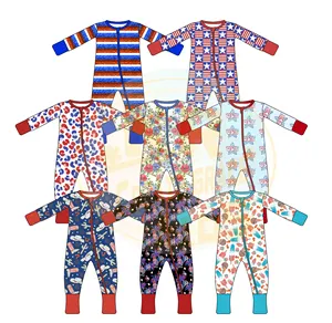 ملابس نوم للأطفال للبيع بالجملة رومبير بسحّاب للأولاد والبنات مع شعار مخصص بيجامة نوم للأطفال حديثي الولادة مصنوعة من قماش الخيزران